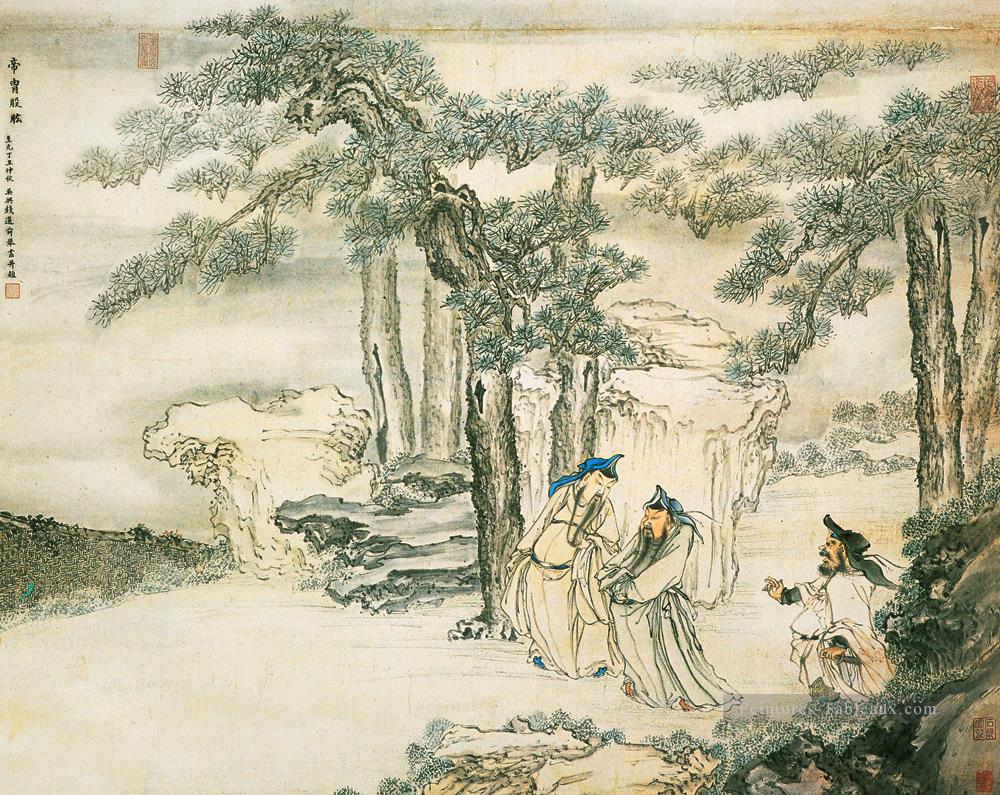 qian xuan assistants d’empereur chinois traditionnel Peintures à l'huile